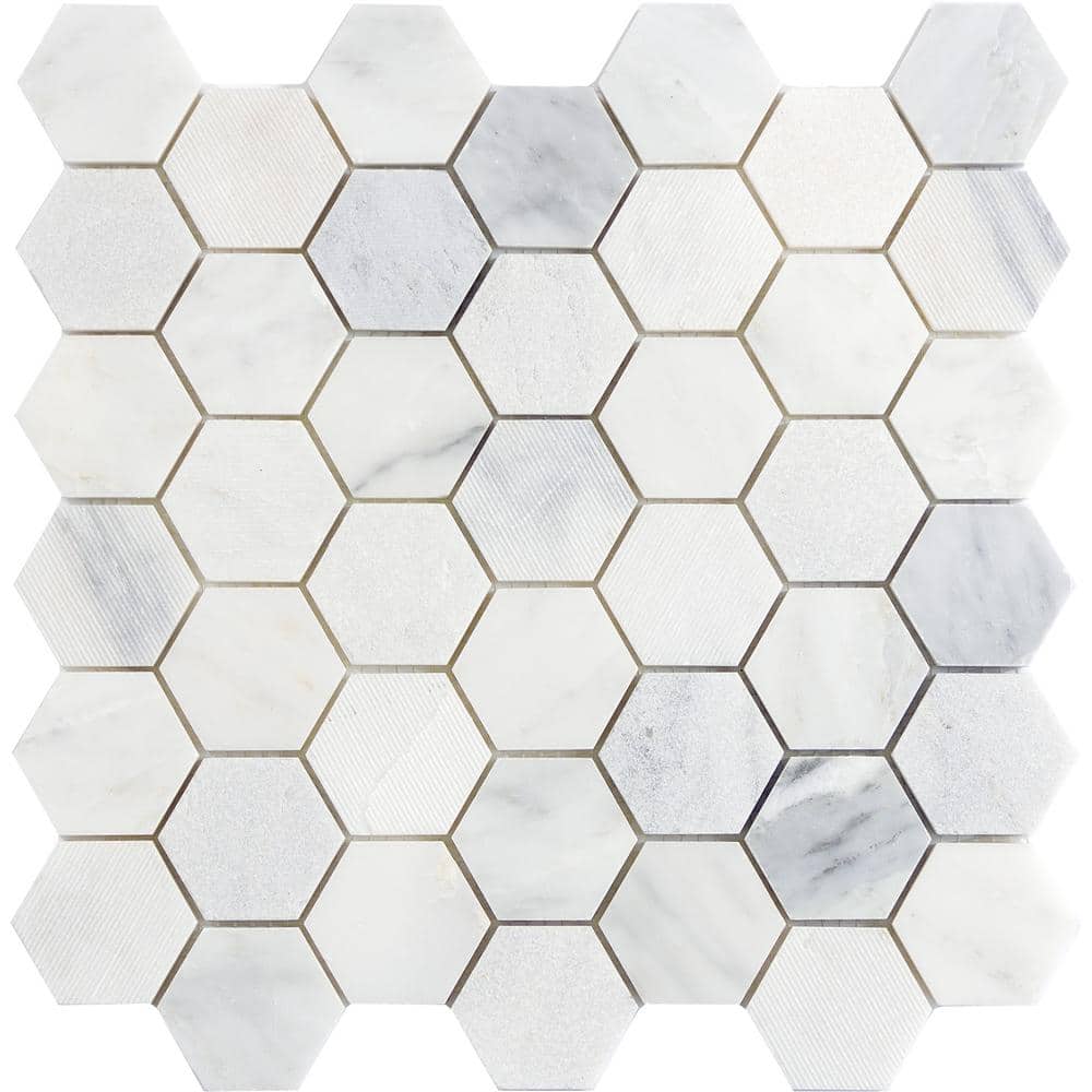 Winter Frost Hexagon Mix 12 in. x 12 in. x 10 mm Marble Mosaic Tile (0.98 sq. ft.) price history on PriceWatchPro