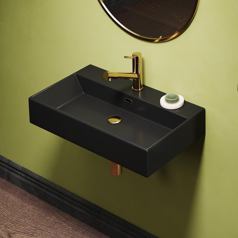 Turner 30" Matte Black Ceramic Wall-Mount Bathroom Sink