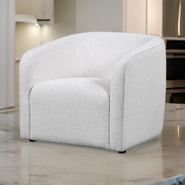 Benjara White Fabric Arm Chair with Cushioned Seating BM307583 The