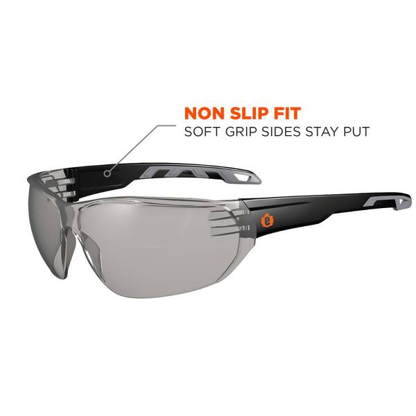 SKULLERZ BY ERGODYNE Safety Glasses: Polarized, Traditional Frame,  Full-Frame, Light Gray, Black