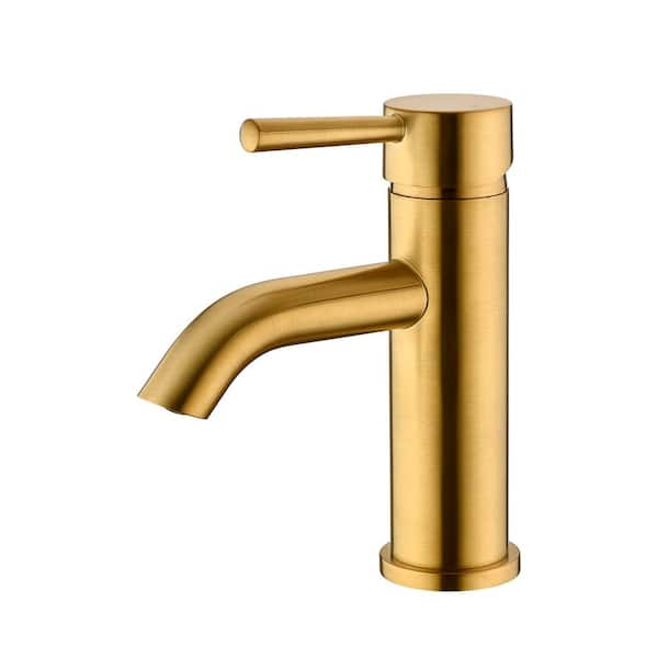 LUXIER Single Hole Single-Handle Bathroom Faucet with drain in Brushed ...