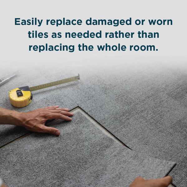 Simply Seamless Thrive Appealing Gray 24 in. x 24 in. Residential Peel and Stick Carpet Tile 10 (Tiles/Case)