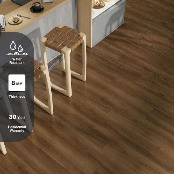 Kettle Keep Oak 8 mm T x 8 in. W Water Resistant Laminate Wood Flooring (21.3 sqft/case)