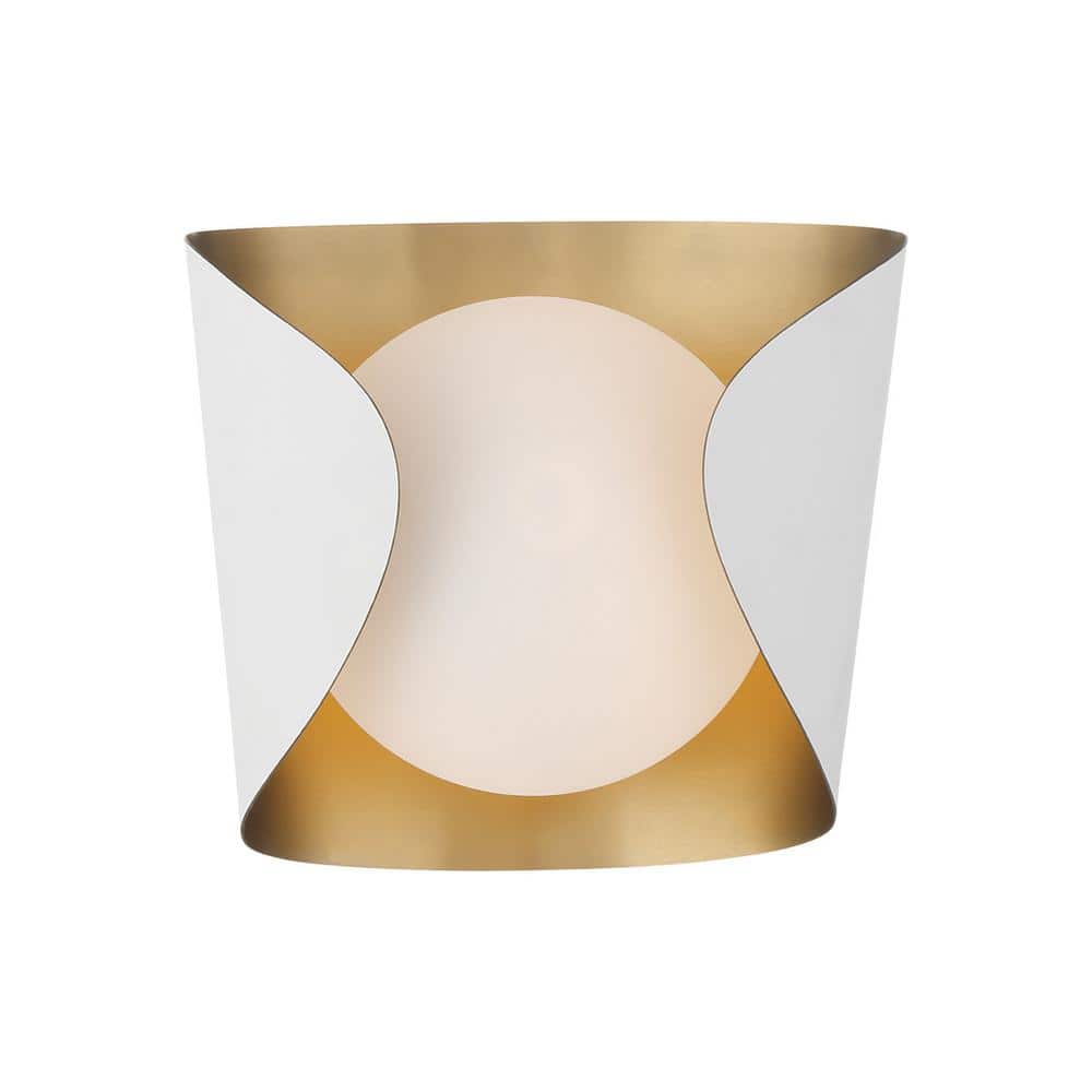 Flare 8.5 in. 1-Light Dark Matte Black and Legacy Brass Vanity Light with Etched Opal Glass Shade price history on PriceWatchPro
