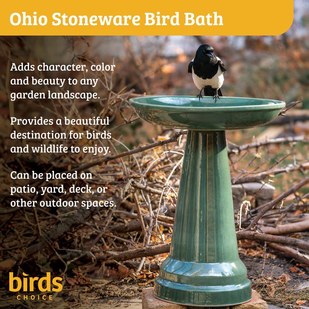 Burgundy Ceramic Clay Pedestal Bird Bath, 22"H x 17"D