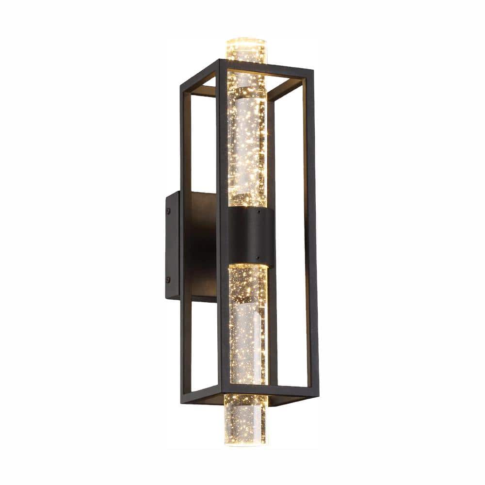 Aloft Black LED Wall Sconce with Clear Seedy Glass