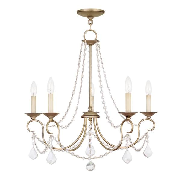 Livex Lighting Pennington 5-Light Hand Painted Antique Silver Leaf Chandelier