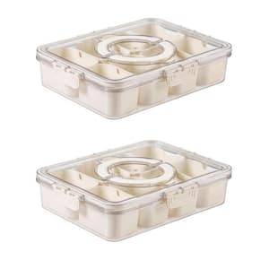 Clear Divided Serving Tray with Lid and Handle for Candy, Fruits, Nuts and Snacks (2-Pack)