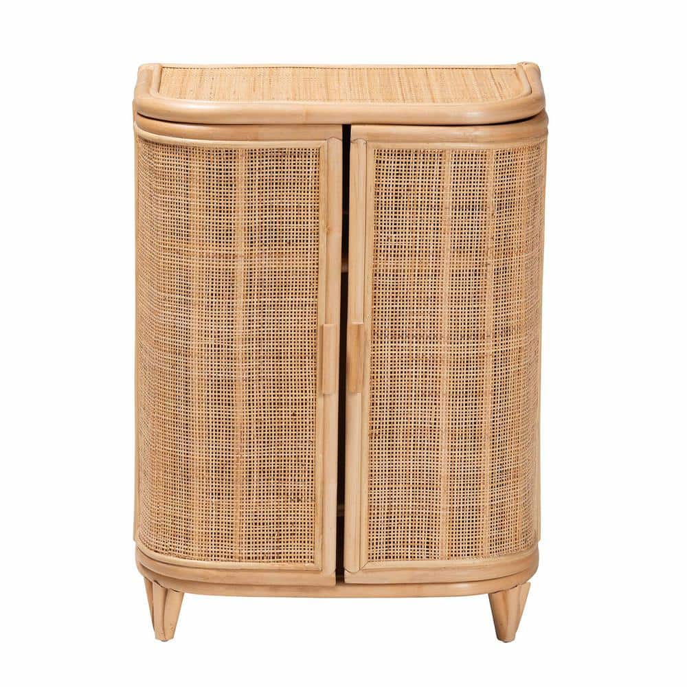 Yanka Natural Rattan Bohemian Storage Cabinet with Shelves
