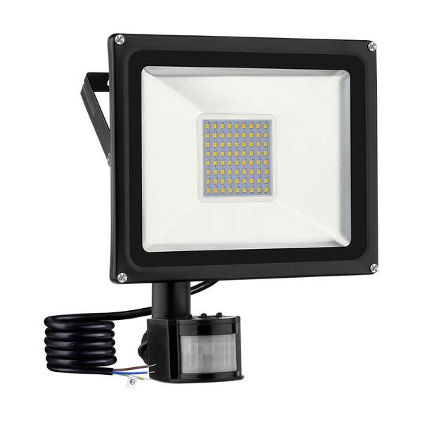 TYCOLIT 50-Watt 120-Degree Black 4th Generation Motion Activated Integrated LED Outdoor Flood Light with Induction