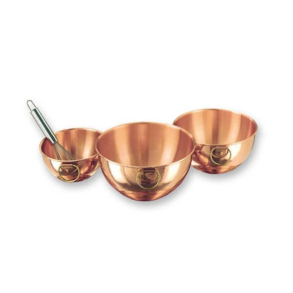 20th Century French Style Solid Copper Mixing Bowls - Set of 3