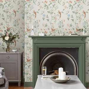 Summer Palace Sage and Apricot Removable Wallpaper
