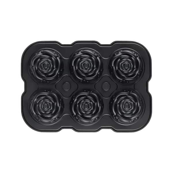 Rose Style Black Ice Mold Rose Ice Ball Maker Silicone Large Ice Cube Tray with Lid Easy Release Kitchen Tool
