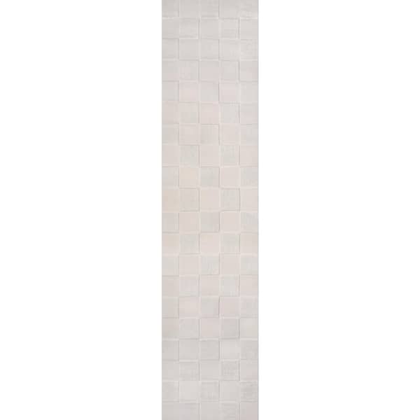 Thea Modern Geometric Checkerboard High-Low White/Cream 2 ft. x 8 ft. Runner Rug