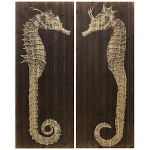 Seahorse A and B" Arte de Legno Digital Print on Solid Wood Wall Art