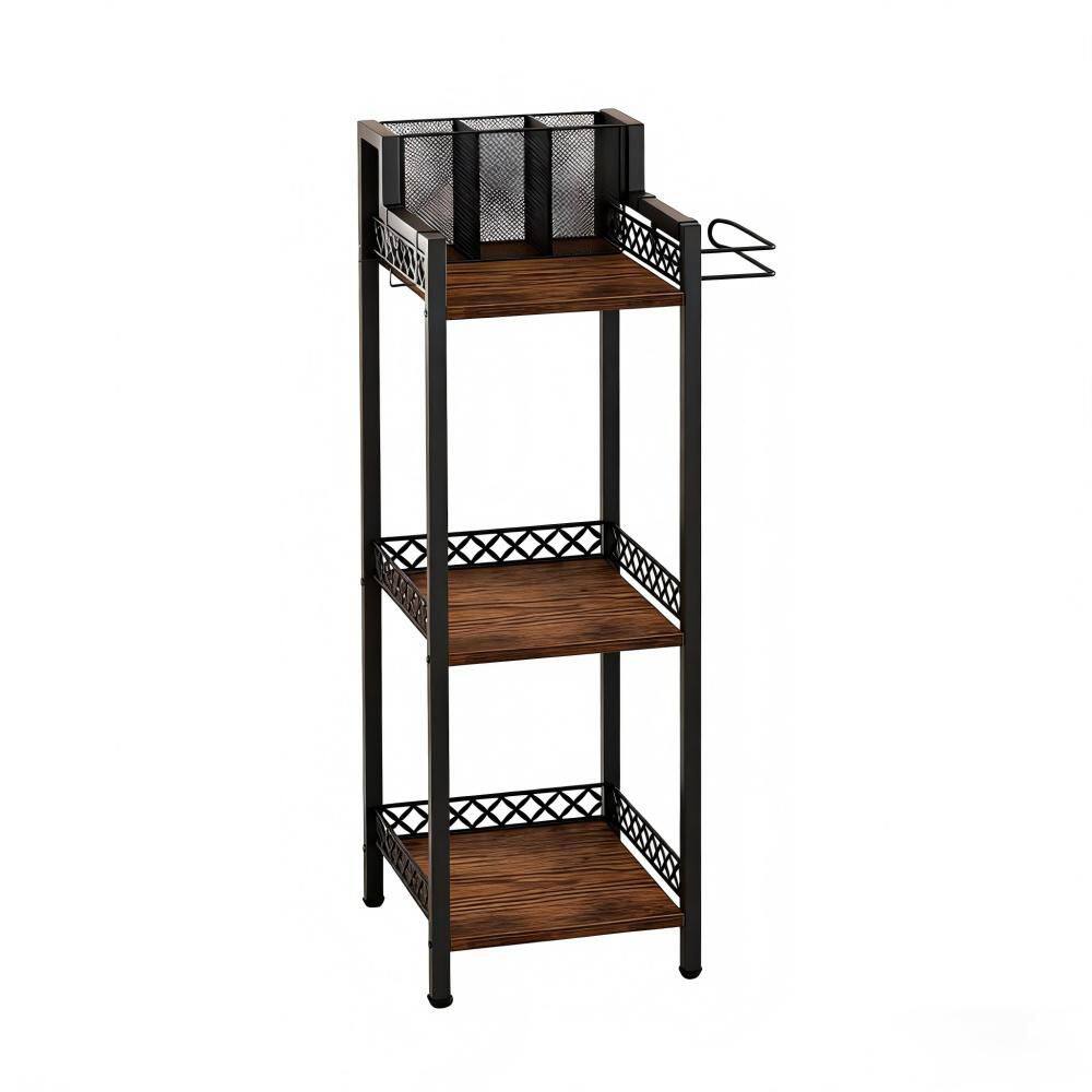Floor Mount 3-Tier Vintage Cosmetic Storage Organizer, Freestanding Slim Corner Shelf for Vanity, in Black price history on PriceWatchPro