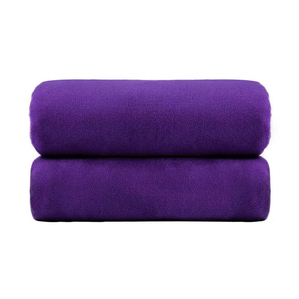 Women Bath Towel Wearable Towels Super Absorbent Solid Color Bath Sleep Wear, Purple