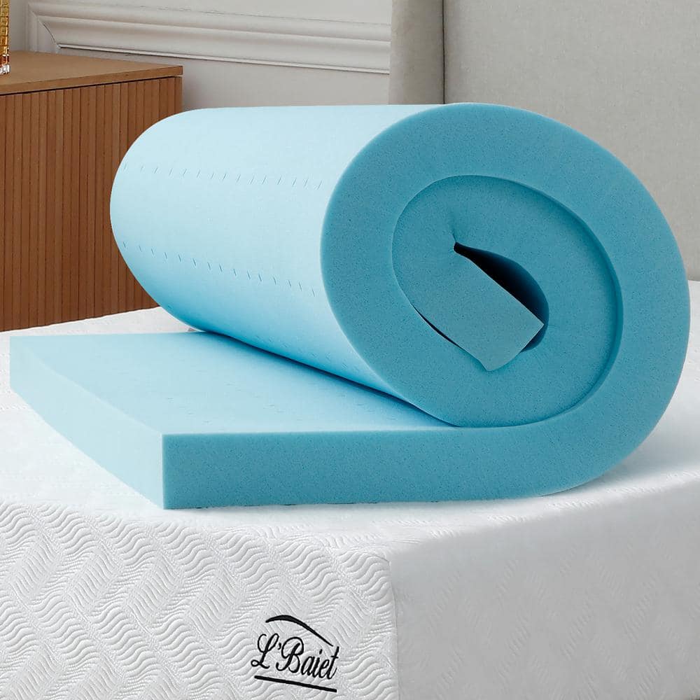 Twin Size Blue Cooling Gel Memory Foam Mattress Topper
