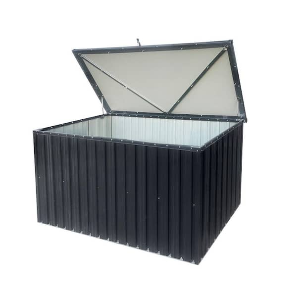161 Gal. Black Metal Deck Box Waterproof for Large Patio Storage for Patio Furniture, Gardening Tools, Pool and Sports