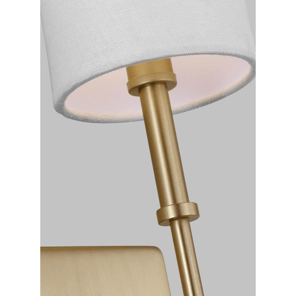 Elegant Energy Star Satin Brass Vanity Sconce with White Linen Shade