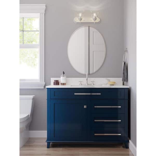 Progress Lighting Clear Glass 18 in. 2-Light Brushed Nickel Transitional Vanity Light with Clear Glass for Bathroom