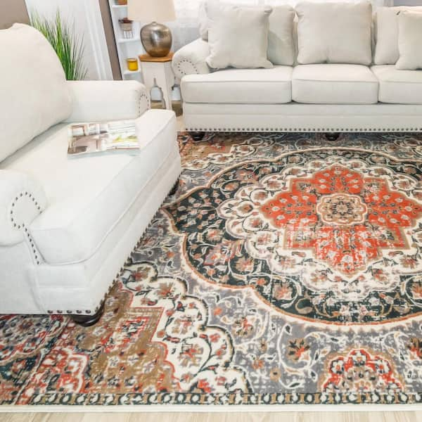 Bodhi Ginger 7 ft. 10 in. x 10 ft. Oriental Medallion Canal Indoor Farmhouse Polypropylene Area Rug