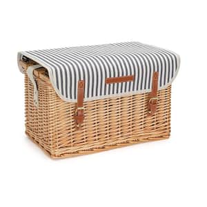 Bamboo Picnic Basket Kit for 4-Person with Blanket Portable Bamboo Wine Snack Table for Camping & Outdoor Party