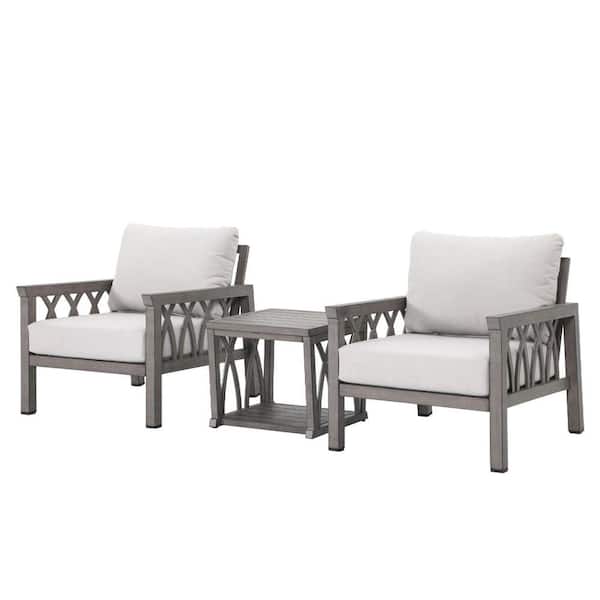 Gray 20 in. Rectangular Aluminum Outdoor Side Table, All-weather 2