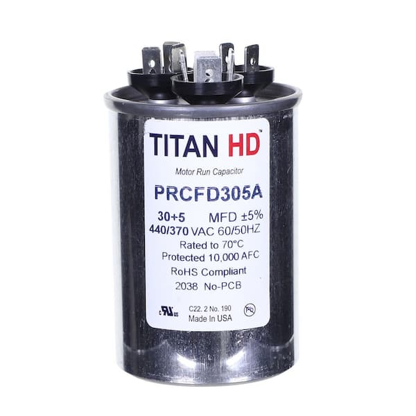 30 Plus 5 MFD, 440-Volt/370-Volt Dual Voltage Round Run Capacitor