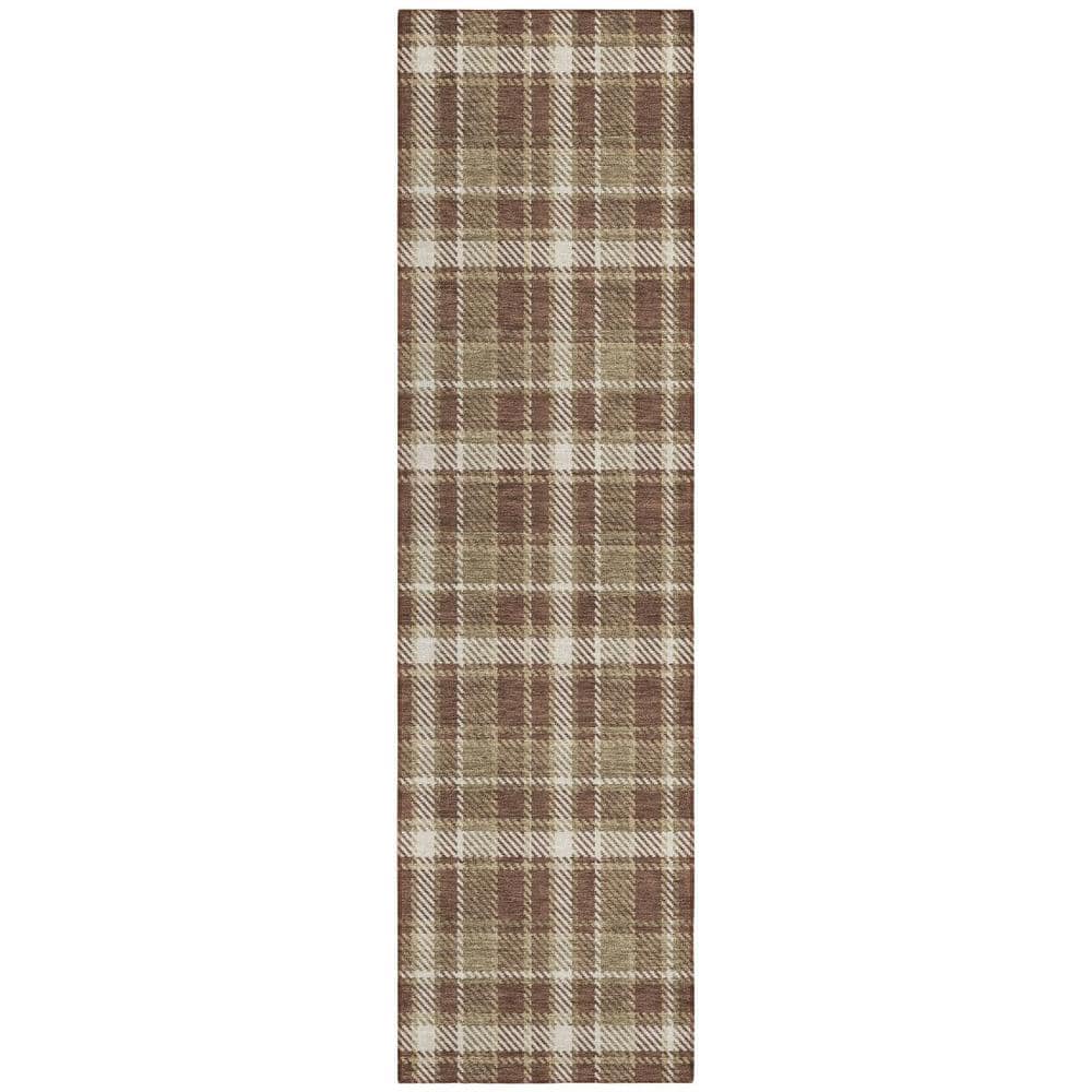 Chocolate and Ivory 2 ft. x 8 ft. Woven Plaid Runner Indoor/Outdoor Area Rug price history on PriceWatchPro
