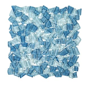 Seaglass Pebble Blue 11.875 in. x 11.875 in. Glossy Glass Mosaic Tile (9.79 sq. ft./Case)