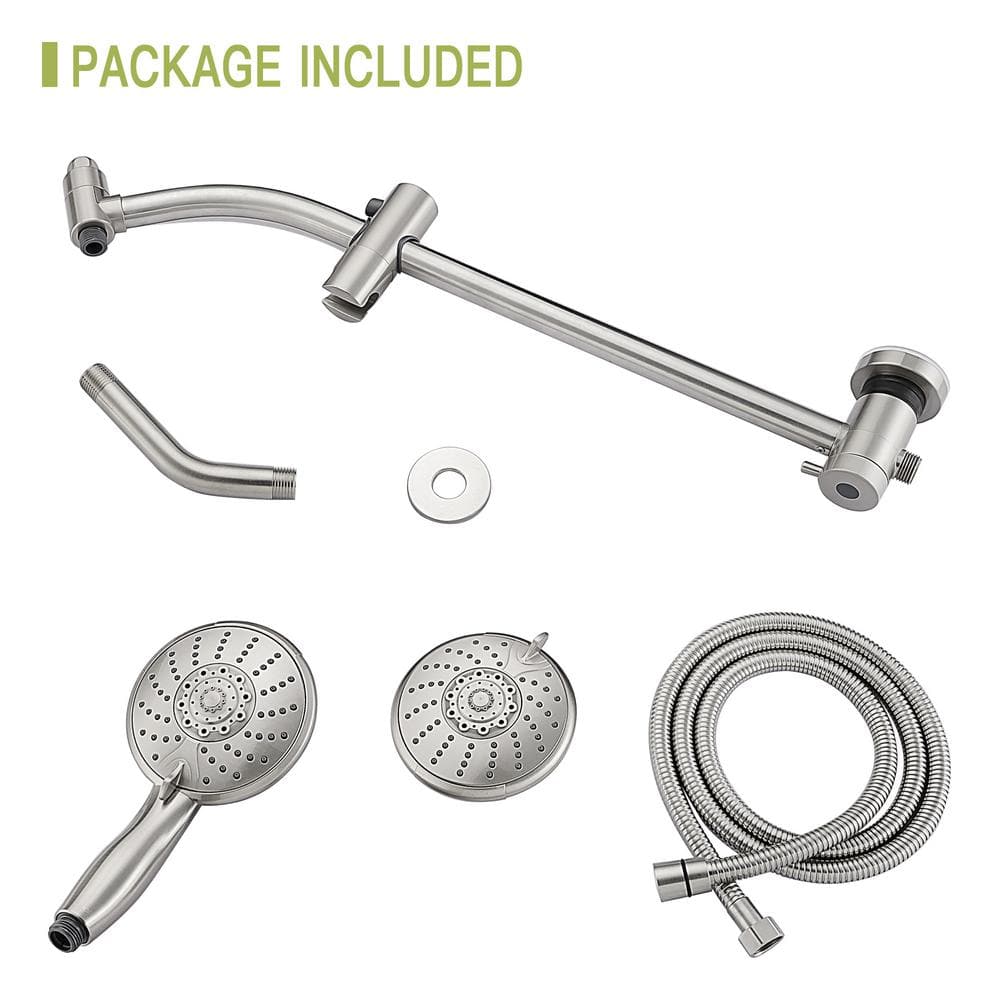Brushed Nickel Dual Rain Shower Head with Handheld