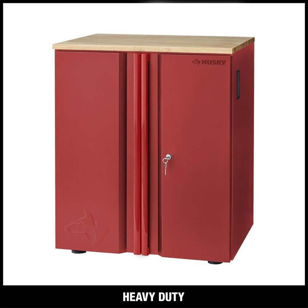 Husky Heavy Duty Welded 20-Gauge Steel 2-Door Garage Base Cabinet in Red (28 in. W x 32 in. H x 21.5 in. D)