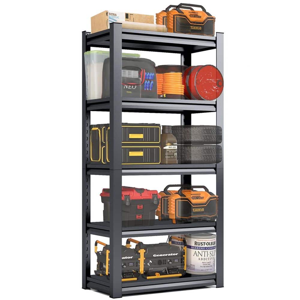 5-Tiers Steel Heavy Duty Adjustable Boltless Design Shelving Unit in Black (31.5 in. W x 63 in. H x 15.7 in. D) price history on PriceWatchPro
