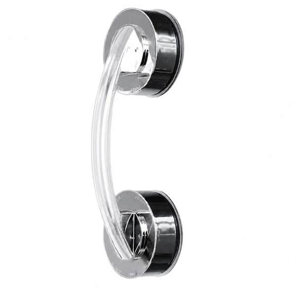 Suction Cup Door Handle Silver for Glass Door Refrigerator Drawer Bathroom Bathtub Shower Kitchen Cabinet (1-Pair)