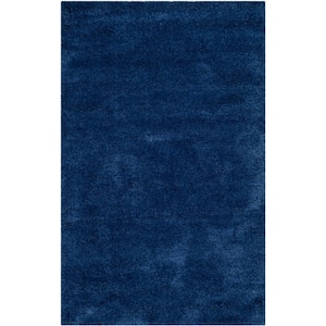 Milan Shag 4 ft. x 6 ft. Navy Solid Area Rug