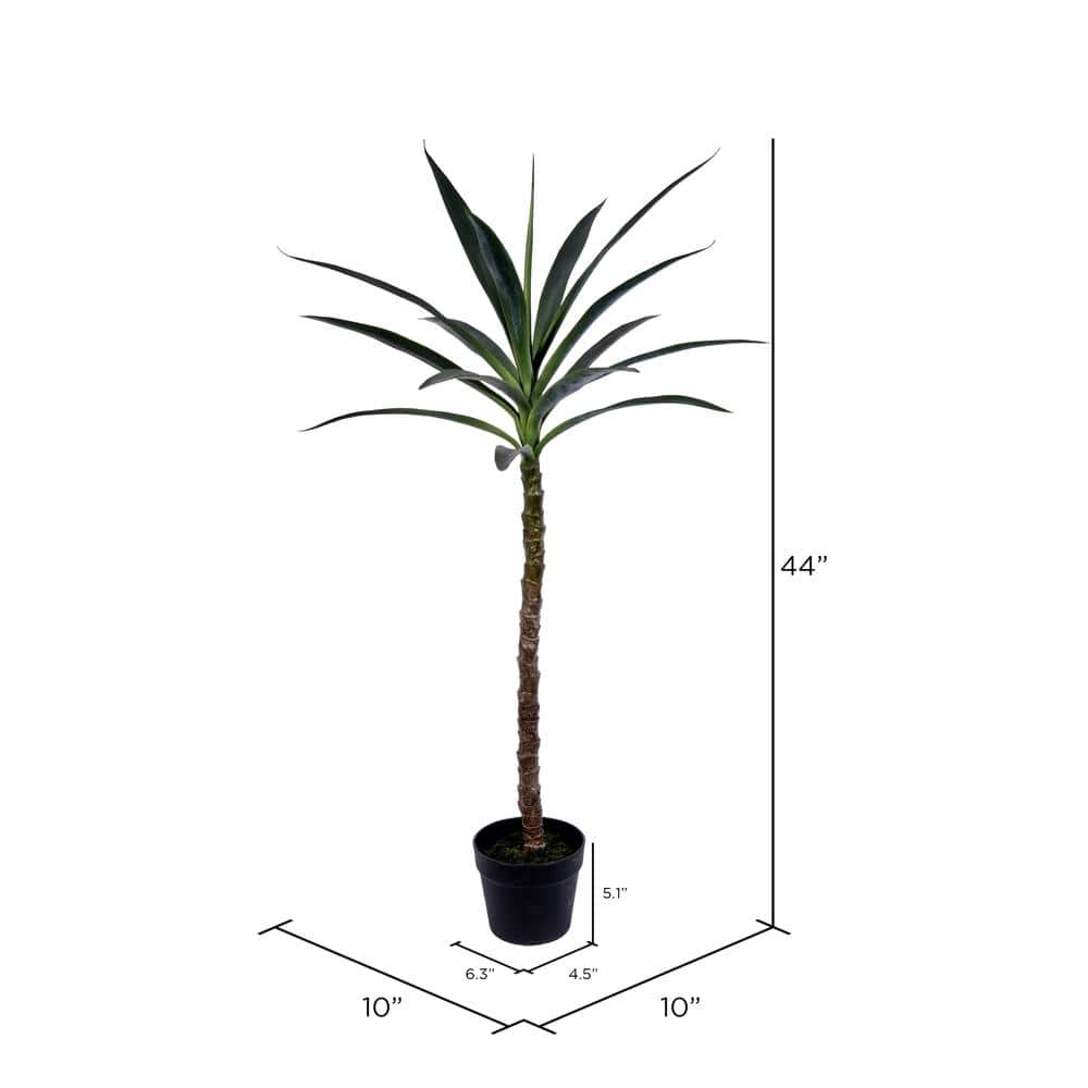44" Green Faux Yucca Tree in Black Planter Pot
