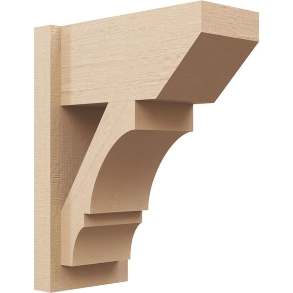 Ekena Millwork 8 in. x 20 in. x 16 in. Balboa Slat Rough Cedar Woodgrain Timberthane Polyurethane Outlooker, Primed Tan
