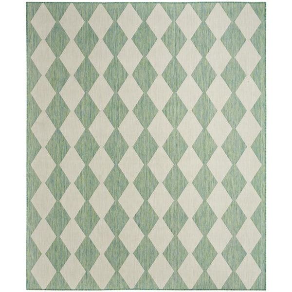 Nourison Positano Blue Green 6 ft. x 9 ft. Diamond Contemporary Area Rug