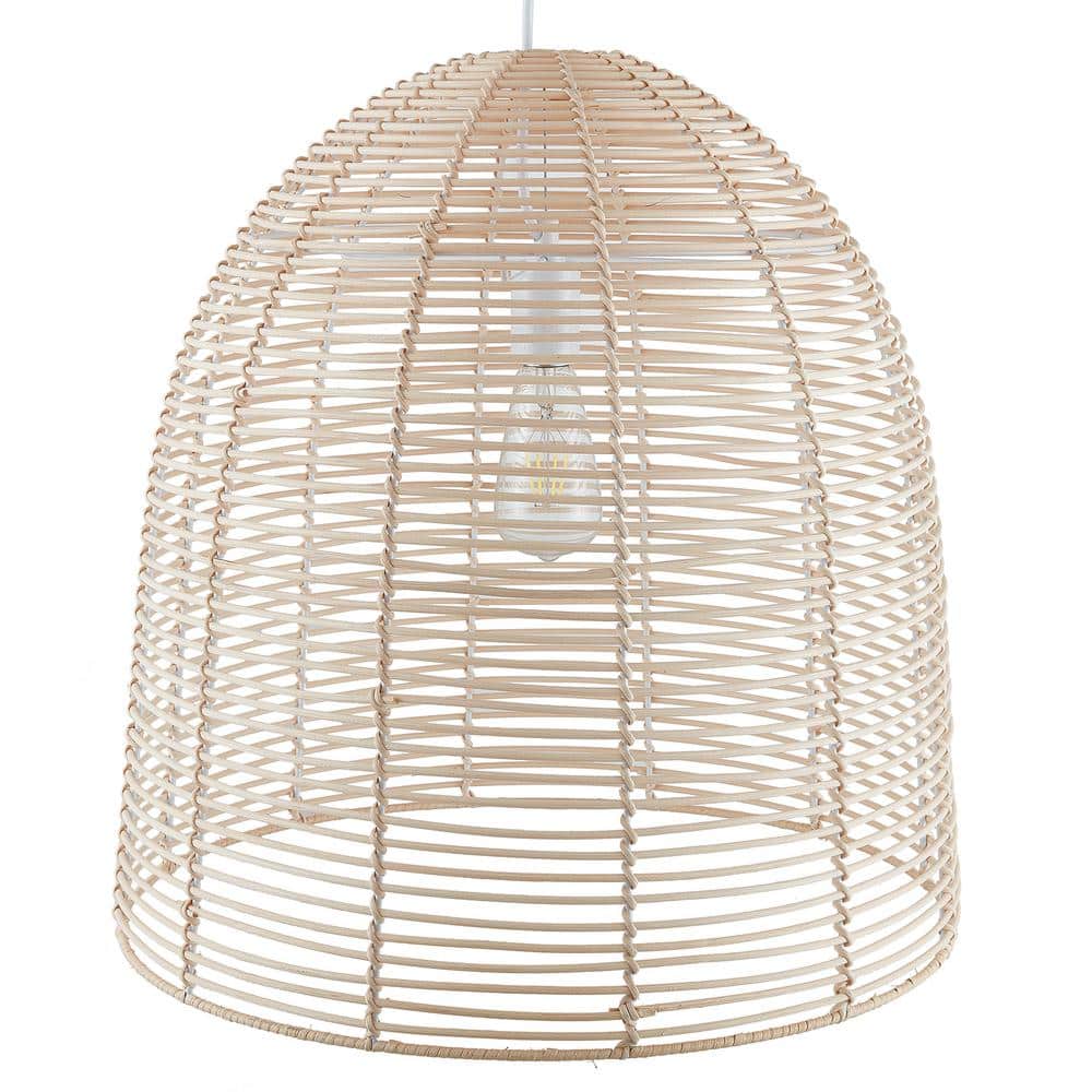 Formosa 20" Natural Rattan Cage Pendant Lamp with Warm Glow