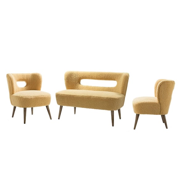 JAYDEN CREATION Irvington 3-Piece Mustard Living Room Set