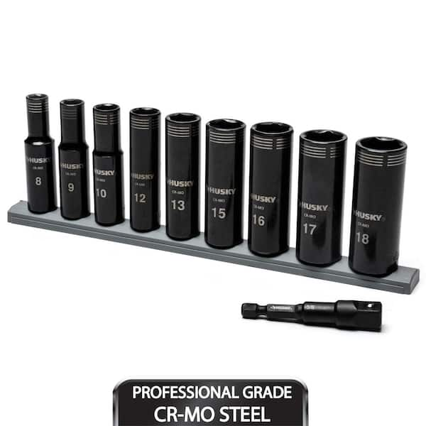 3/8 in. Drive Thin Wall Metric Deep Metric 6-Point Impact Socket Set (10-Piece)