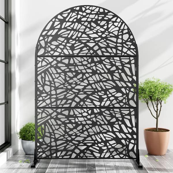 Dovelina 72 in. H x 47 in. W Arched Wall Sculptures Outdoor Privacy Screens Garden Fence in Black