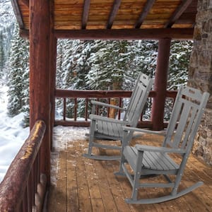 Modern All Weather Gray Rocking Plastic Adirondack Chair