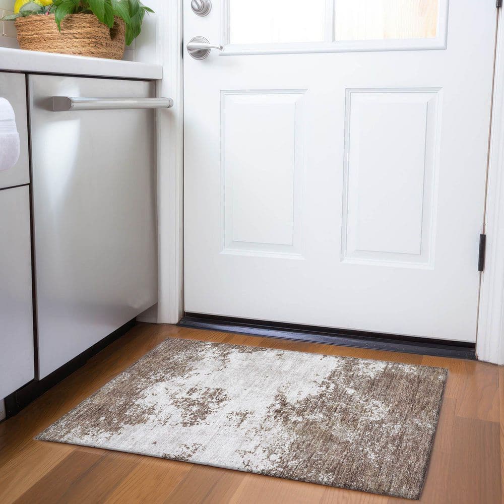 Mayfield Premium Machine Washable Abstract AMF1027 Brown 2 ft. x 3 ft. Area Rug price history on PriceWatchPro