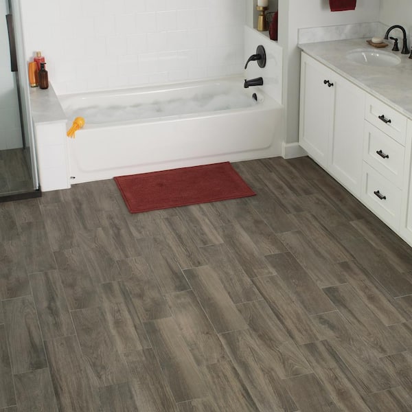 Lifeproof Pewter Wood 6 in. x 24 in. Glazed Porcelain Floor and Wall Tile  (14.55 sq. ft. / case) LP53624HD1PR - The Home Depot