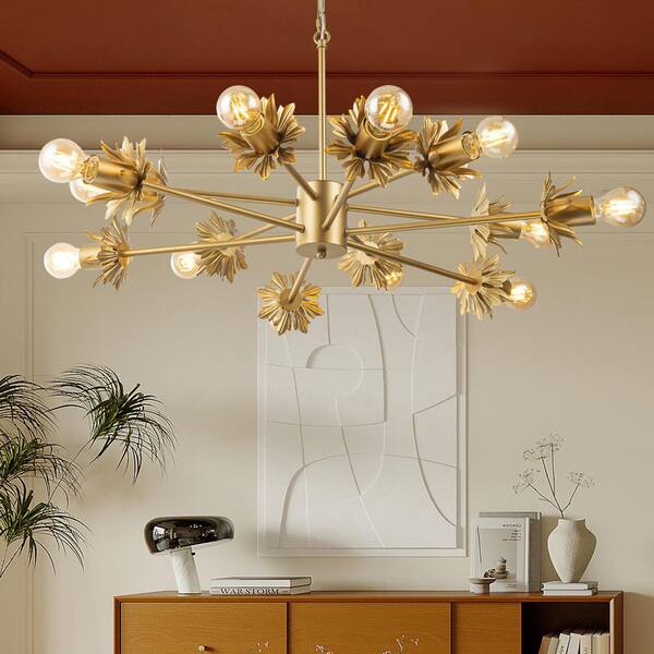 ELE Light & Decor Lucia 12-Light Gold Modern Linear Sputnik