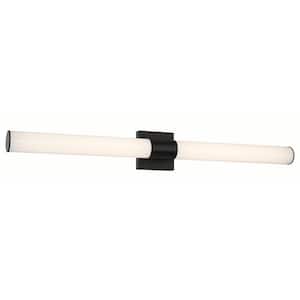 Vantage 36 in. 1-Light Black LED Vanity Light Bar with White Acrylic Shade