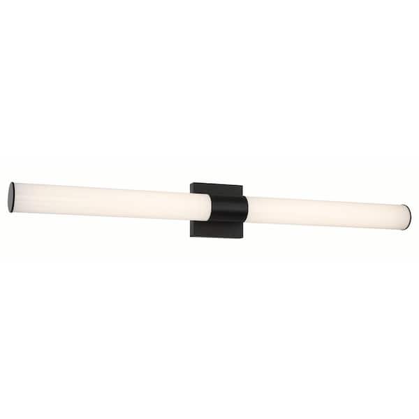 Minka Lavery Vantage 36 in. 1-Light Black LED Vanity Light Bar with White Acrylic Shade