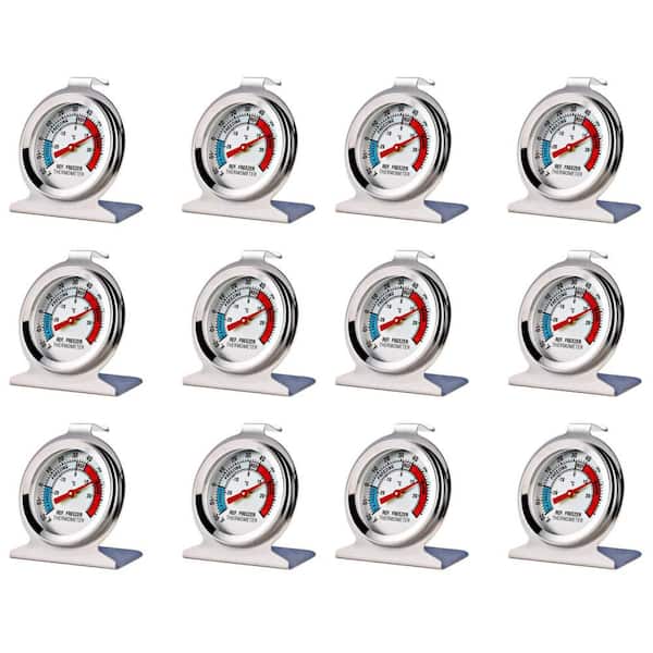 12-Pack Large Dial Analog Thermometer, Refrigerator Freezer Thermometer